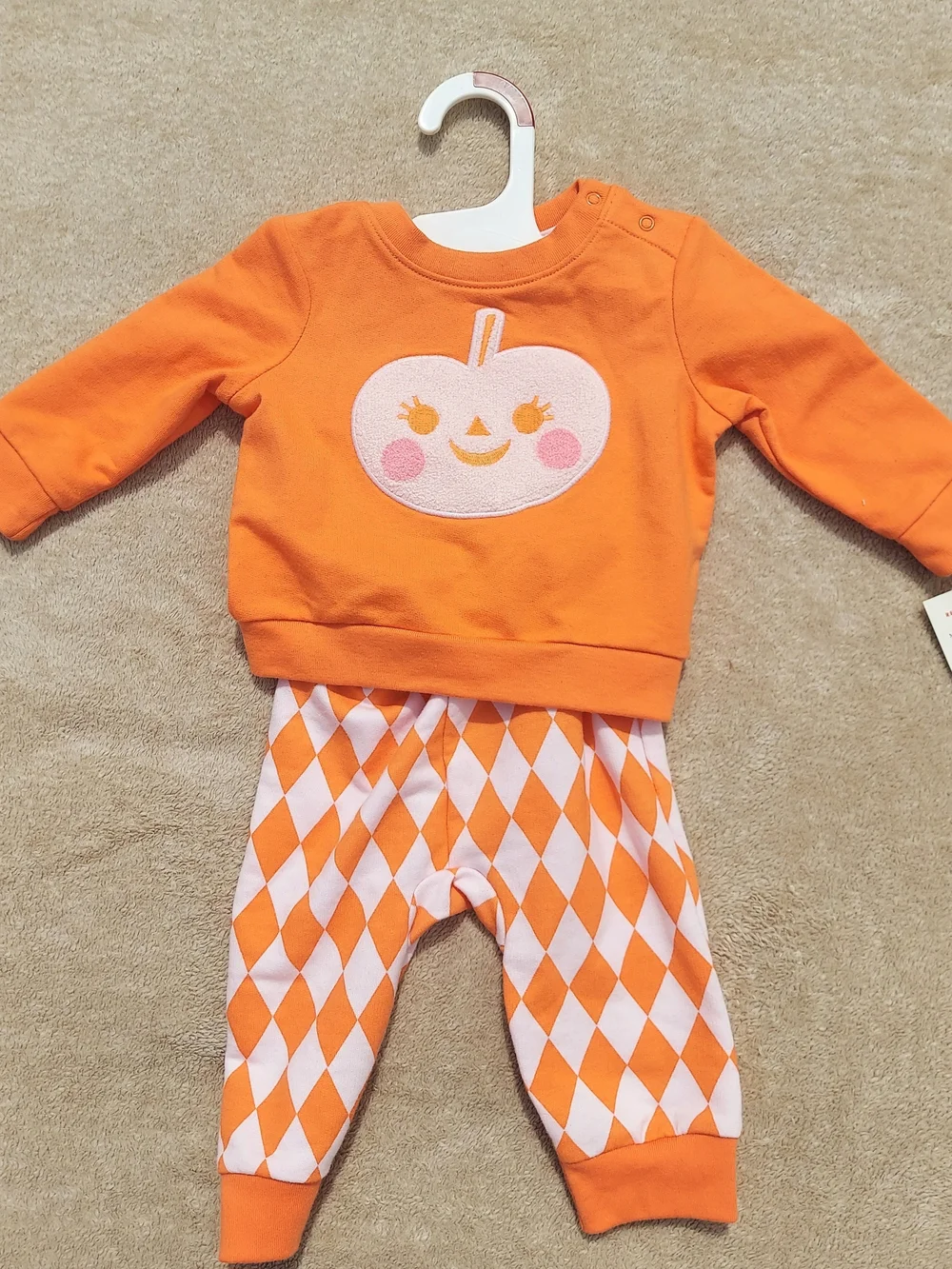 Cat & Jack Orange Pumpkin Two-Piece Kids Matching Set Baby Girls Size 3-6M NWT